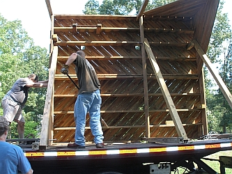 Prying the big part into place.