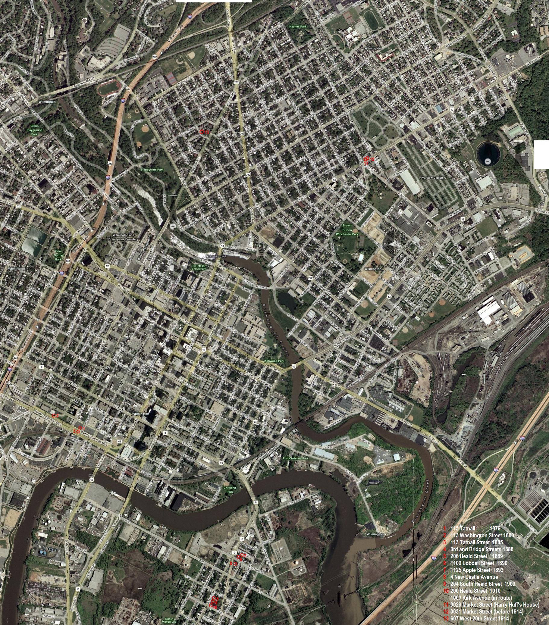 Map of Munroe Homes in Wilmington since 1879